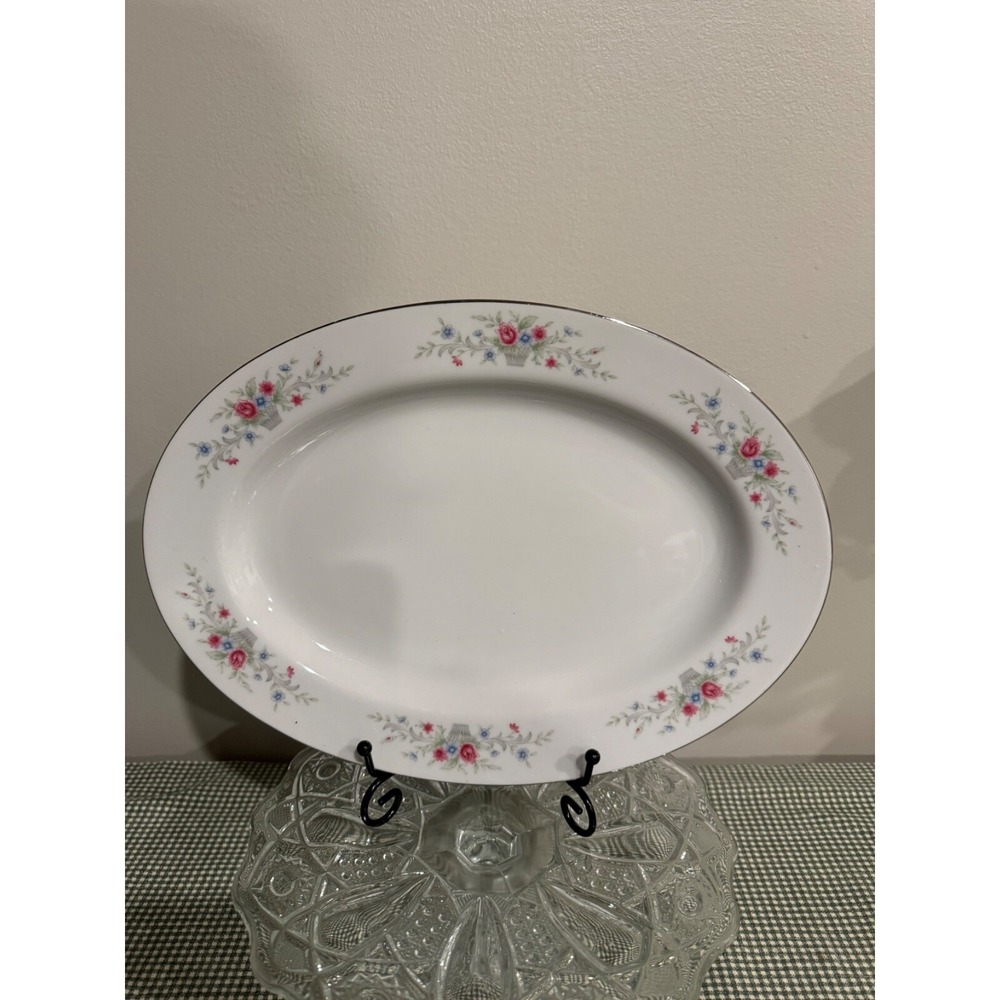 Florenteen Fantasia Fine China 12" Oval Serving Platter Made In Japan Floral‎